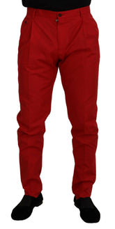 Dolce & Gabbana Red Cotton Slim Fit Trousers Chinos Pants -   -  Dolce & Gabbana.